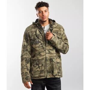 Howitzer Commission Camo Jacket Military XL Patriot Hooded Canvas Lined Pockets